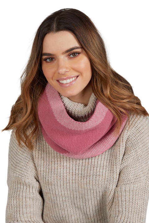 Дамски комин KAMEA от вълна, тъмнорозов, с две ленти на каре, за студения сезон