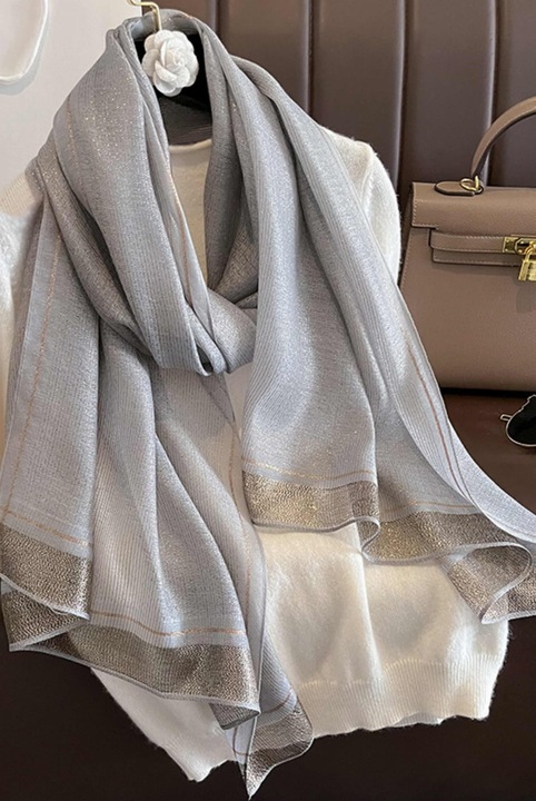 Елегантен шал KAMEA, светлосив, 60% коприна, 40% полиестер, 180x90 см