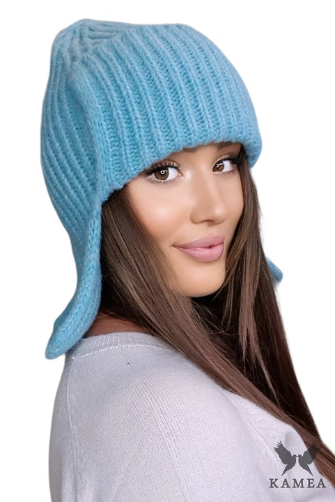 KAMEA téli sapka, AMETYST modell, türkiz, füllel, antiallergén, légáteresztő anyagból