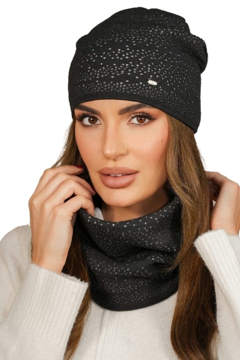 Set Caciula si fular Kamea, grafit, 52% vascoza, 26% PBT, 22% poliamid