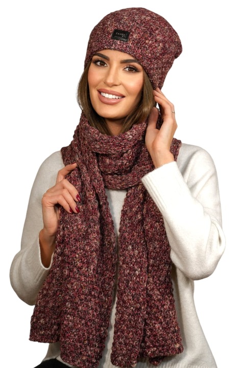 Téli szett sapka és sál KAMEA, 46% poliakril, 20% gyapjú, 17% viszkóz, 17% poliészter