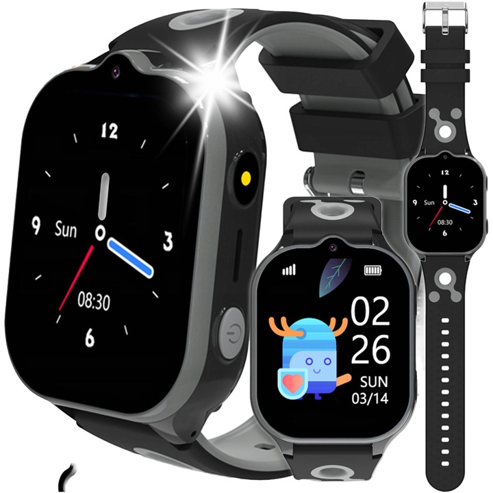 Smartwatch pentru copii, KidSecure 4G, negru, GPS, 4G