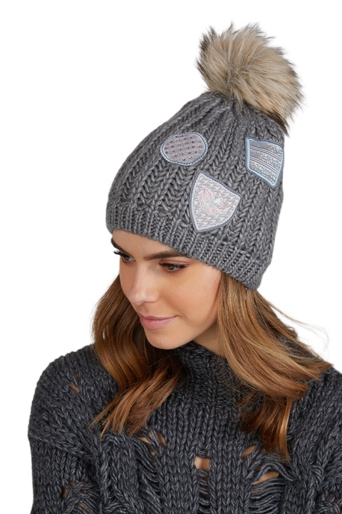 Дамска шапка KAMEA Bozena, с помпон, розова, вълна, произведена в Полша