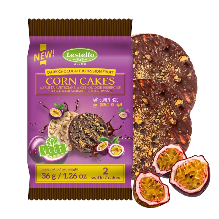 Napolitane cu ciocolata si maracuja, set 2 bucati, 36g, Lestello