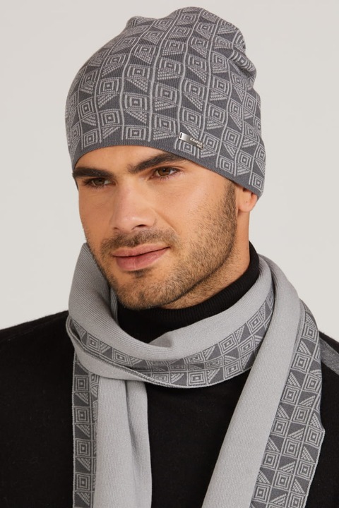 Caciula barbati KAMEA Rafael, grafit, din vascoza, model cu design interesant