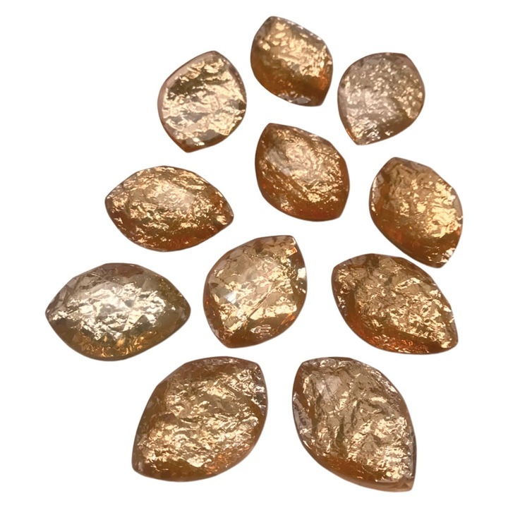 Pietre decorative, KAMEA, roz auriu, 4cm x 2,7cm, 10 bucati, forma lacrima