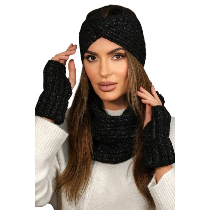 Set bentita si fular KAMEA, negru