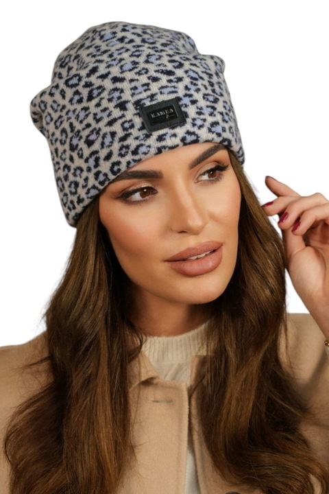 Caciula dama Kamea Panji, imprimeu leopard, lana, multicolor