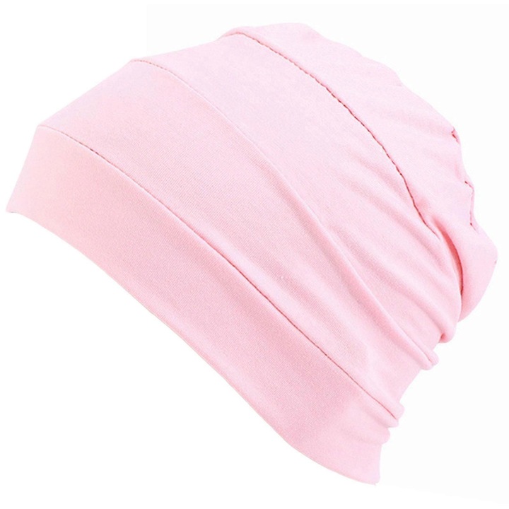 Дамска шапка, шапка за химиотерапия, удобна, розова, регулируем размер 56-58см
