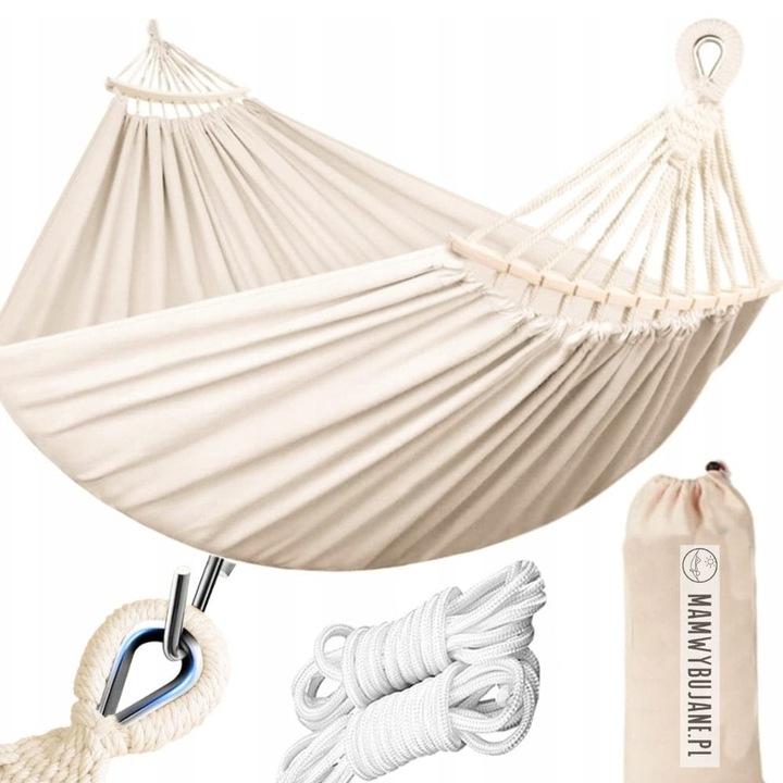 Двоен хамак KAMEA XXL 260x155см, дишаща материя, капацитет 250кг, синьо-зелени цветове