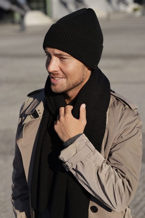 Set barbati KAMEA FILIP, caciula fara captuseala si fular, 100% acril, negru, 54-62 cm