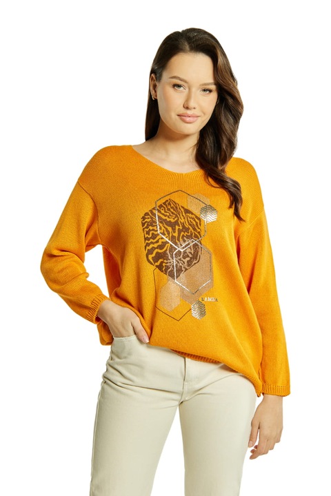 KaMeA Flawia női pulóver, pamut/akril, narancssárga