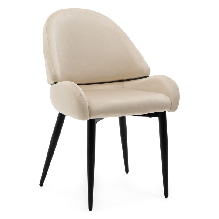 Scaun tapizat BERGAMO, bej, metal negru, 91x56x61cm, greutate maxima 120kg