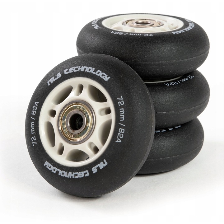 Set roti si rulmenti Nils Extreme 80mm, 4 roti, 8 rulmenti, PU, 82A, negru mat
