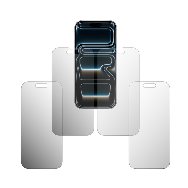 Set 4X Folie Protectie Ecran Folie24, pentru Apple iPhone 17 Pro, 2X Ultra-Clear + 2X Mate, Acoperire Full-Display si Case-Friendly, Adezive, Flexibile cu Auto Regenerare