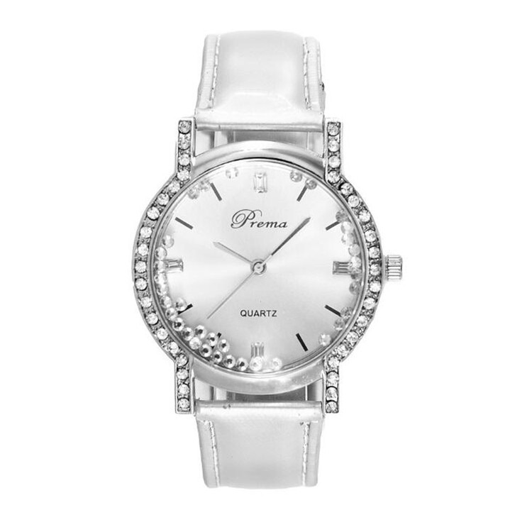 Ceas de dama elegant Prema, curea piele, cadran cu cristale, CS209