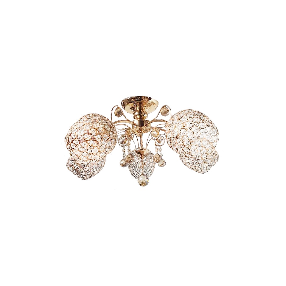 Lustra Julia 8010/5, rotund, 5*e27, schelet auriu, abajur semitransparent cristal