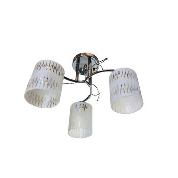 Lustra Julia 8424/3, Abajur alb-transparent, schelet crom, 3*e27 maxim 60w Lustra Julia 8424/3, Abajur alb-transparent, schelet crom, 3*e27 maxim 60w