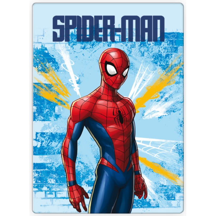 Patura din fleece Aptex, Marvel Spiderman, 100x140cm, prietenos cu alergicii