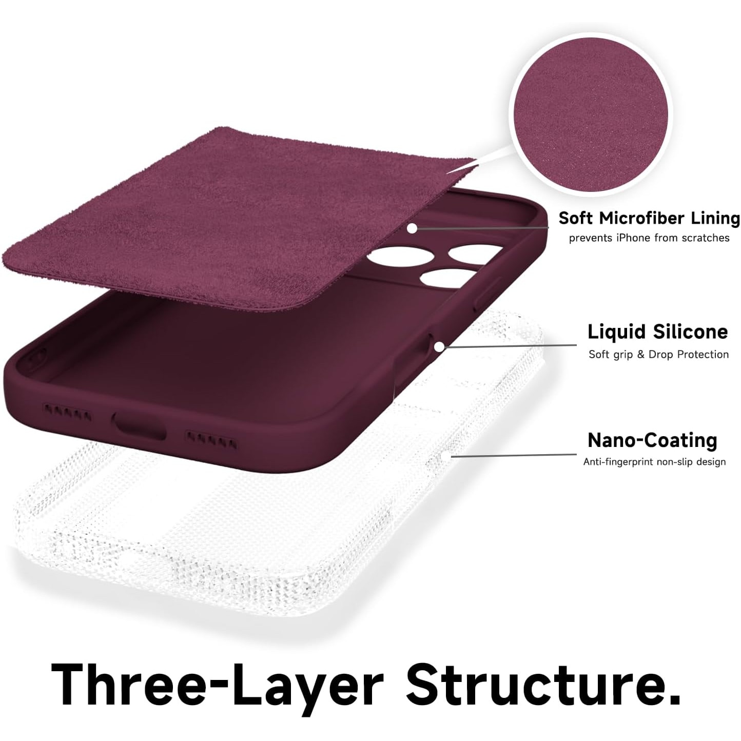 Husa Soft Touch, slim, ALC Mobile, anti soc, compatibila cu IPhone 17 Pro Max, Visiniu Tpu