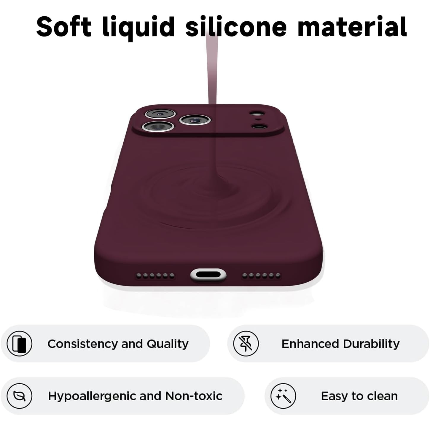 Husa Soft Touch, slim, ALC Mobile, anti soc, compatibila cu IPhone 17 Pro Max, Visiniu Tpu
