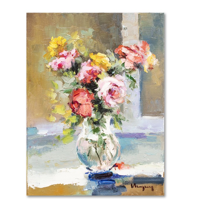 Tablou cu trandafiri regali pictat manual, 40x30cm ulei pe panza, Geo Ungureanu