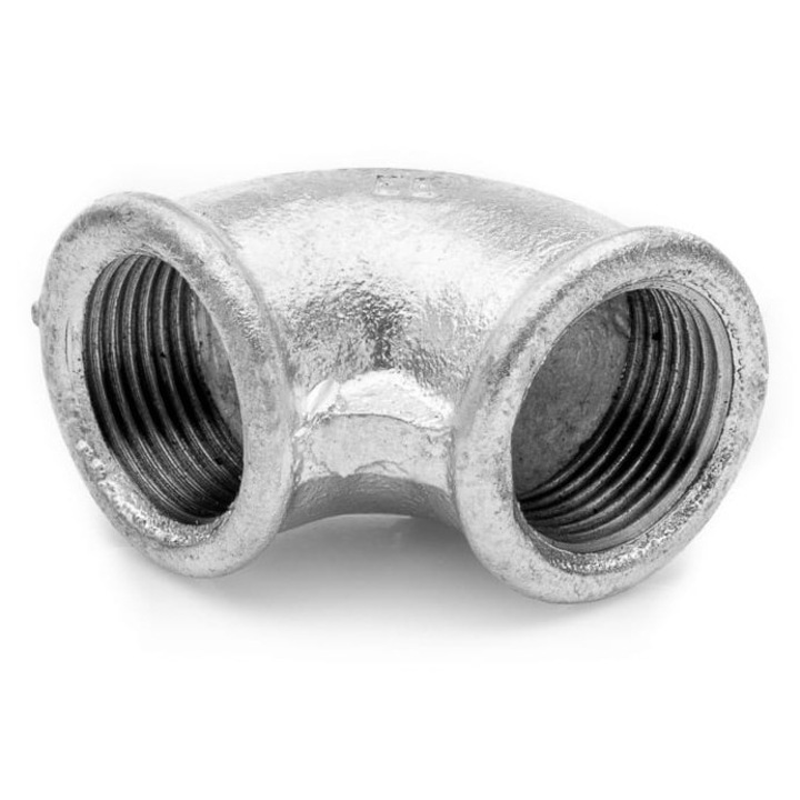 Könyök 3/8" öntöttvas horganyzott 90°, belső menet, hidraulikus rendszerekhez, 90°