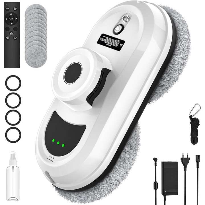 Robot de curatare feronerie, 5600pa, 3 moduri de curatare, navigare inteligenta, control de la distanta, set cu 10 carpe de curatare