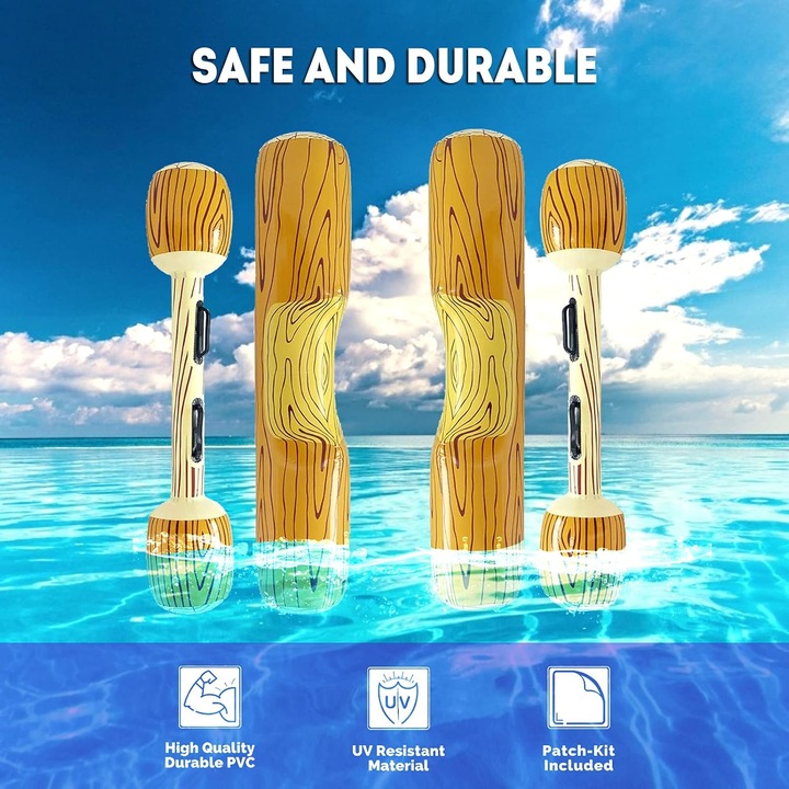 Set 4 colaci gonflabili pentru adulti si copii, jocuri de apa, 140x35cm, multicolor