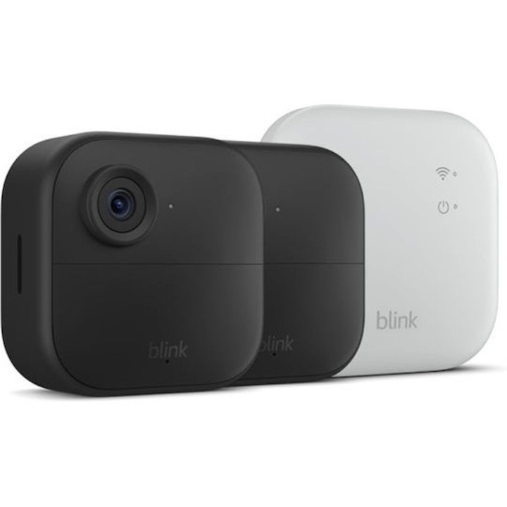 Set 2 camere supraveghere exterior Blink, IP Wi-Fi, 1080p, impermeabil, alimentare baterie
