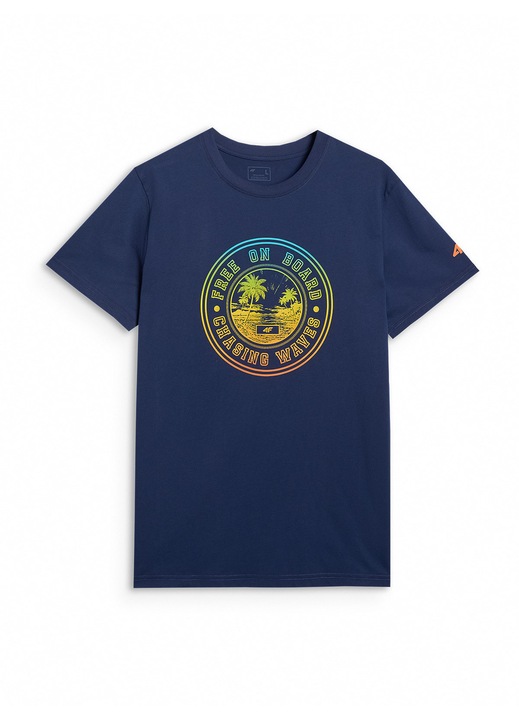 Tricou 4F bleumarin, imprimeu, 100% bumbac, Bleumarin