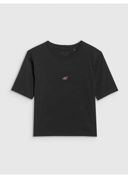 Női póló Fekete 4F Slim Fit 95% pamut Fényvisszaverő, Fekete, XS