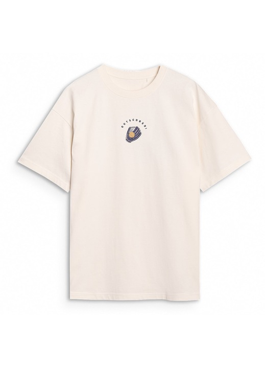 4F Férfi Póló, Túlméretezett, Ekru Fehér, Sportstyle, SS25, Ekrü