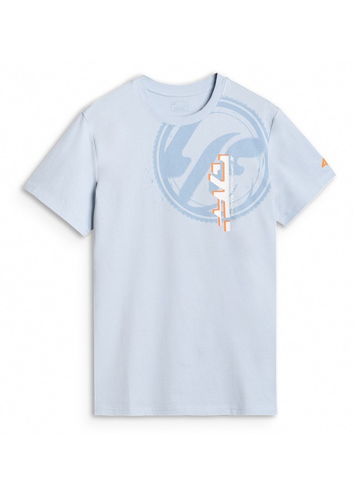 Férfi Póló 4F Kék 100% Pamut, Motor Minta, SS25 Szezon, Kék, S