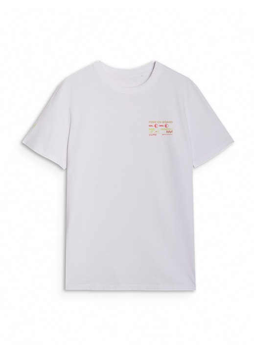 Tricou Barbati Alb "Free On Board" 4F, Bumbac 100%, Casual Sport, Alb