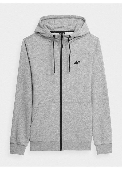 Hanorac Barbati 4F Gri Deschis, Bumbac, Gluga Fermoar, Gri deschis, L