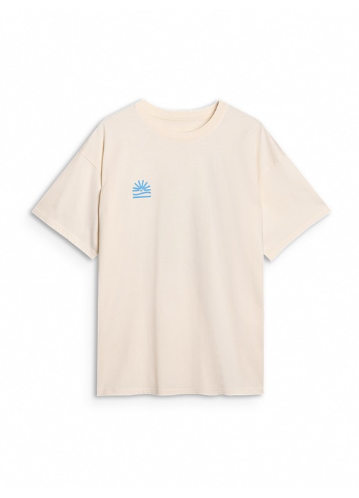 Tricou Oversize Barbati 4F 100% Bumbac, Alb Ecru, SS25, Alb ecru