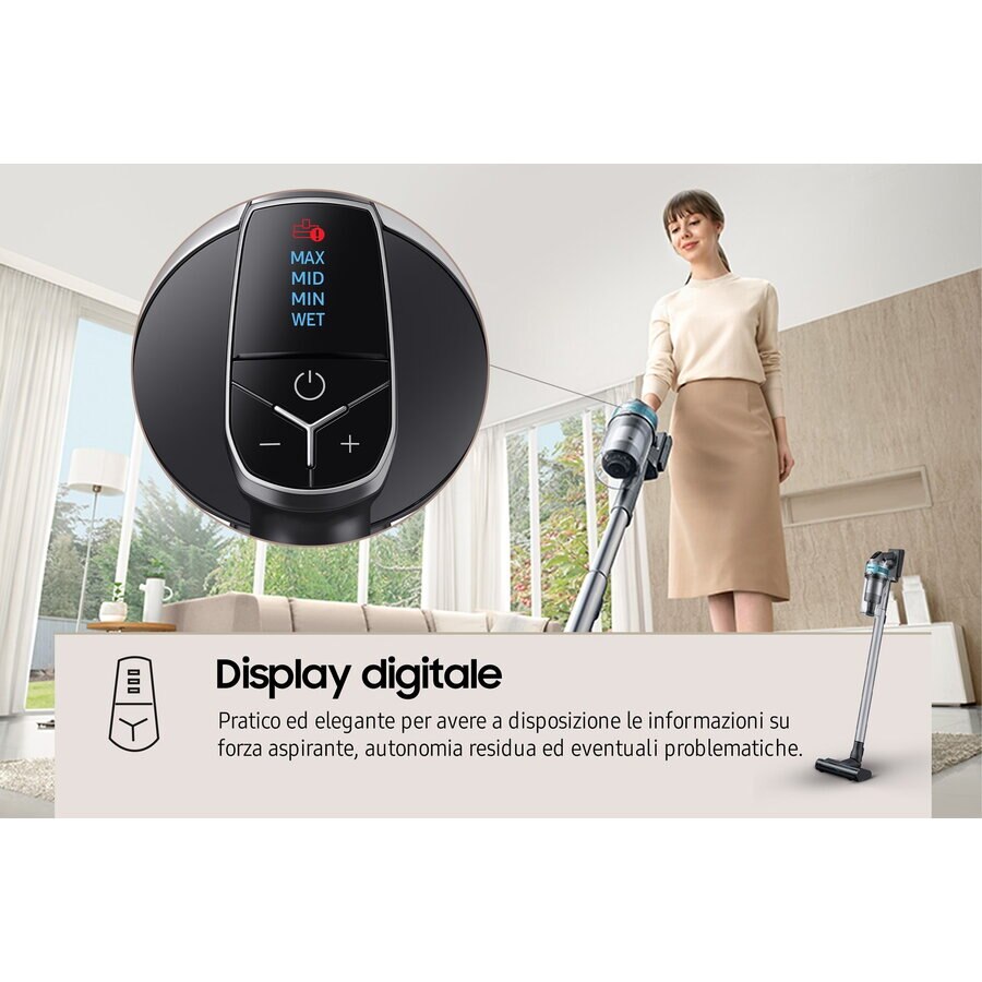 Aspirator vertical Samsung VS20B75AGR1, fără fir, negru/verde, 0.5 l