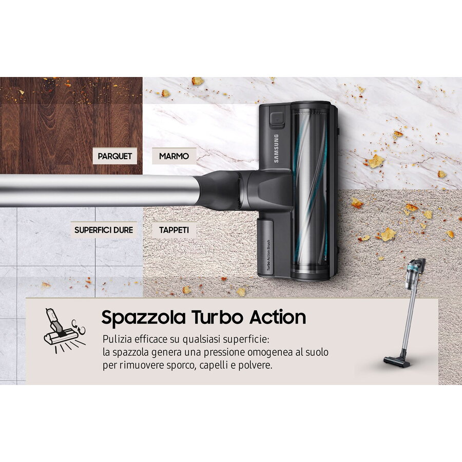 Aspirator vertical Samsung VS20B75AGR1, fără fir, negru/verde, 0.5 l