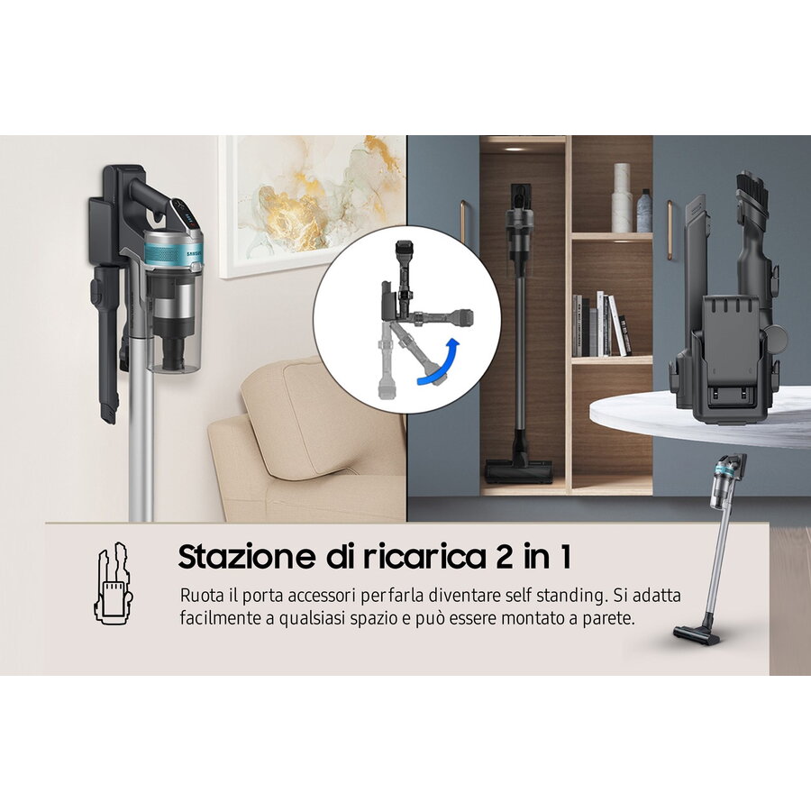 Aspirator vertical Samsung VS20B75AGR1, fără fir, negru/verde, 0.5 l
