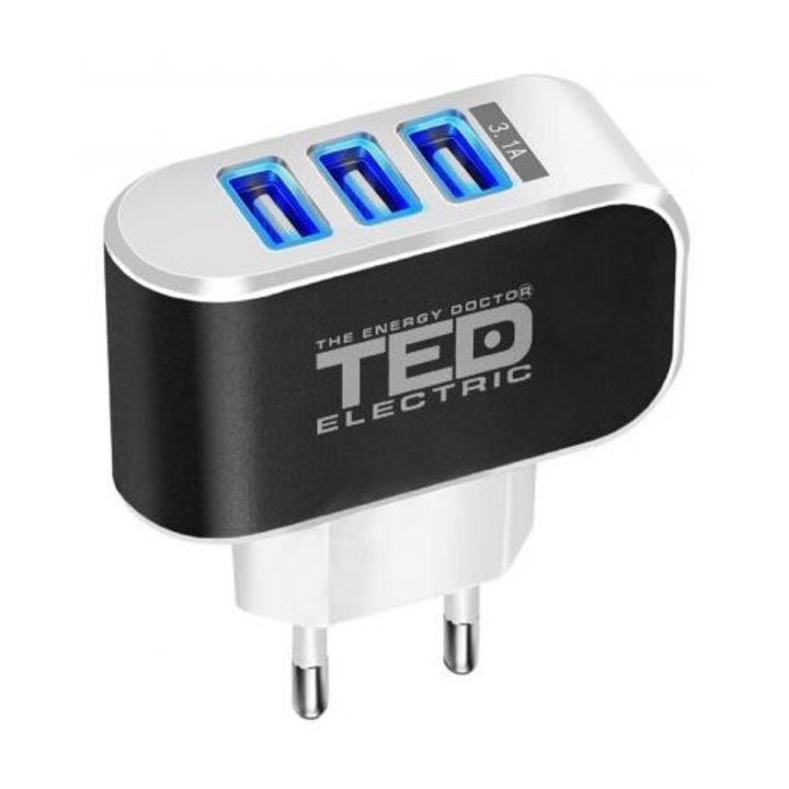 Încărcător TED ELECTRIC 3 x USB, maxim 3, 1A, universal