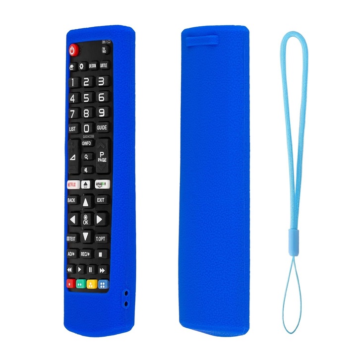 Husa siliconica anti-aderenta pentru telecomanda LG TV/LED format mediu, 17.5 * 5 cm, albastra