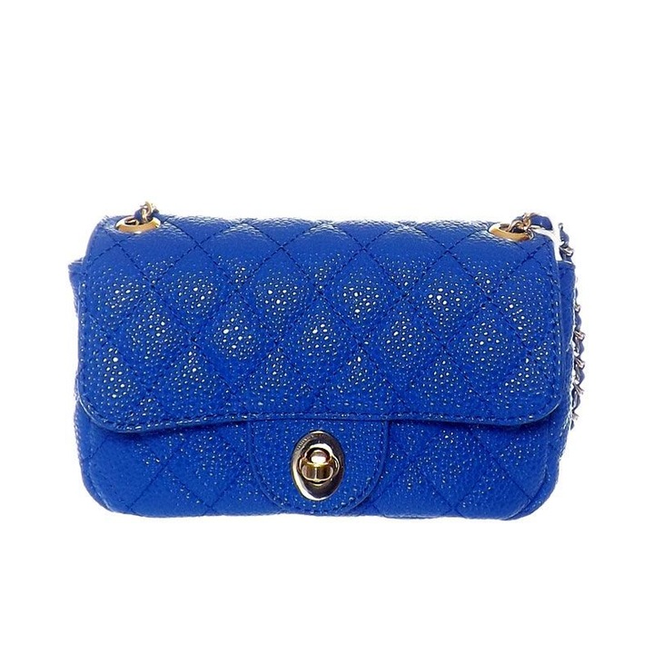 Geantă de damă, D.Cristina, albastru, piele ecologică, 20 x 12 x 7 cm