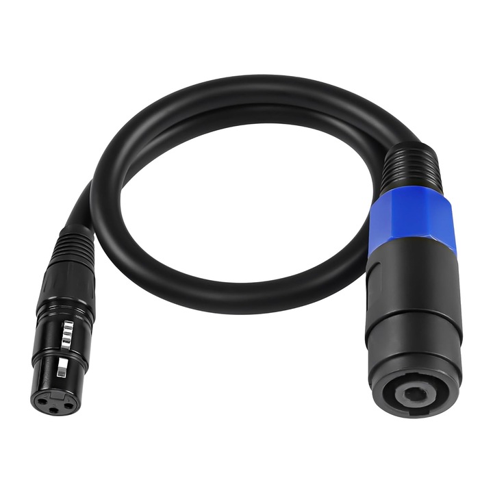 Cablu audio de 1.5m, cu Speakon mama la XLR mama 3 pini, culoare negru