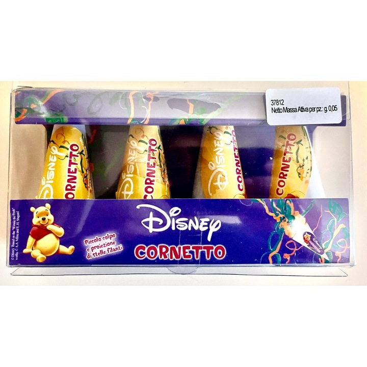 Cornete cu confeti, pirogiochi, set 4 bucati, multicolor, design Winnie the Pooh, interior