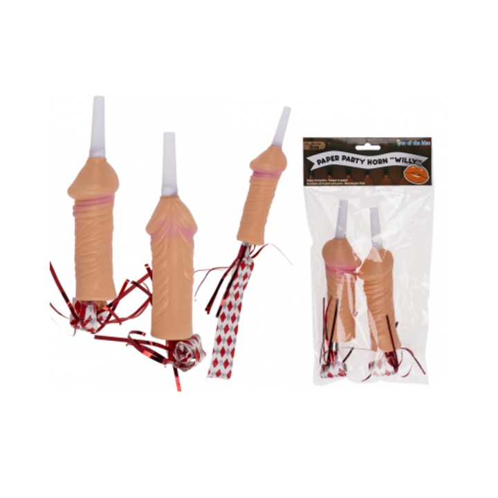 2 vicces, OOTB papírtrombita készlet, pénisz alakú, 38 cm