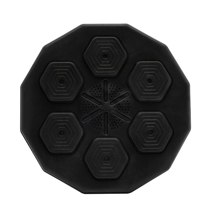 Țintă de box muzicală, neagră, 40x40cm, cu Bluetooth, LED, include mănuși, instalație pe perete