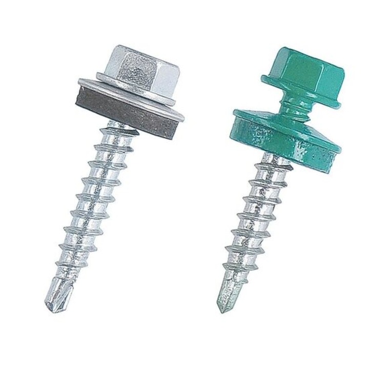 Surub autoforant STARKFIX, cu cap hexagonal si saiba EPDM, 4, 8x35, RAL3009, 250buc