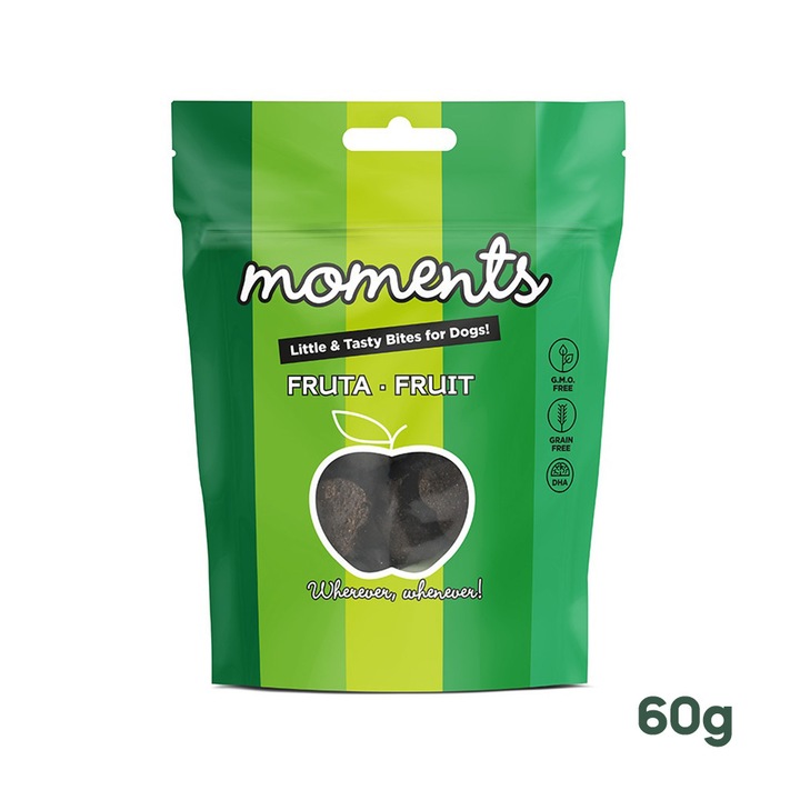 Recompense pentru caini Moments Fruit, Pui, Mar si Para 60g, Fara cereale, Toate Taliile