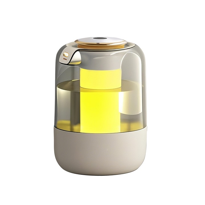 Párásító LED Fényekkel, DONFANLIA®, Dupla fúvóka, Digitális kijelző, 3 Üzemmód, Hét színű fény, Páratartalom kijelzés, USB, Csendes, Ideális Szobába, Irodába, Fehér